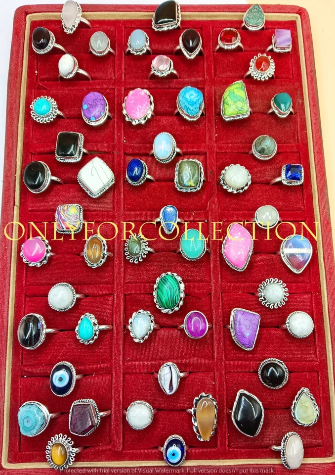 Pink Ruby & Mix Gemstone 925 Sterling Silver Plated Wholesale Lot Ring For HIM - Image 2 of 3