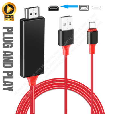 1080 HDMI Mirroring AV Cable Phone to TV HDTV Adapter For iPhone iPad Samsung LG
