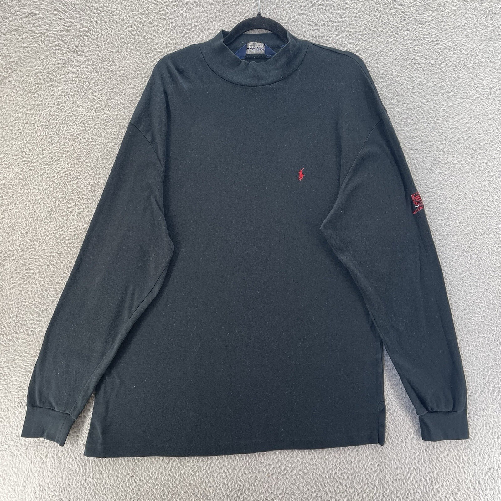 Ralph Lauren Polo Golf Top Uomo Grande Nero Rosso Piccolo Pony Cerchi Cotone Preppy*