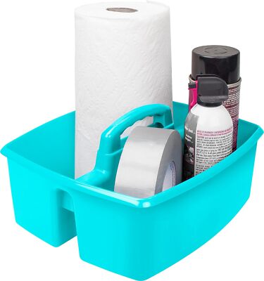 Storex Industries 13'' x 11'' x 6.375'' Large Caddy, Teal 