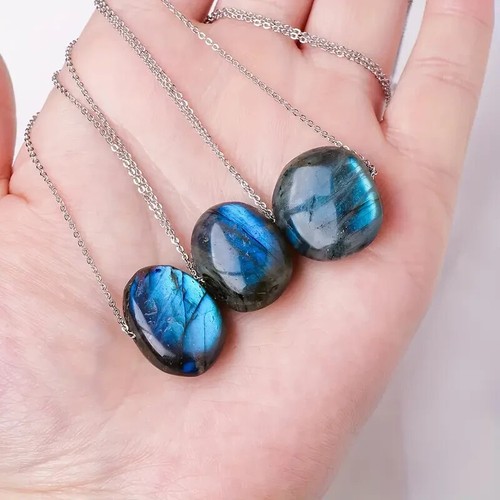 1Pc Vintage Natural Labradorite Pendant Necklace Jewelry Unique Men Women Gift - Picture 3 of 10