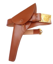 US Civil War Army Cavalry NCO Tan Leather Hand Made Waist Belt / Holster Repro