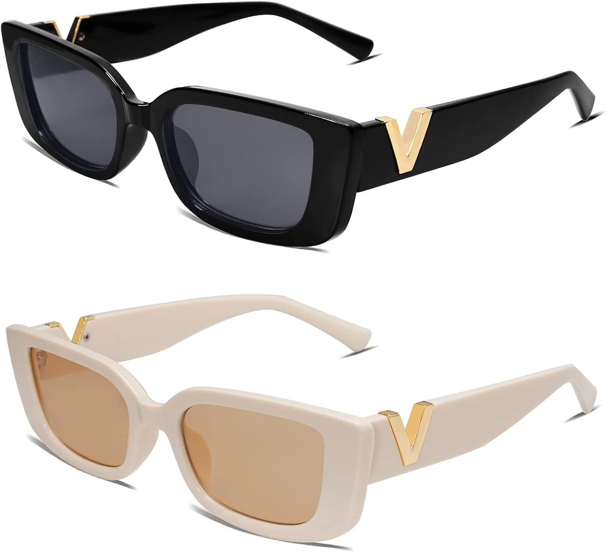 Allarallvr Rectangle Sunglasses for Women 90s Retro Trendy 