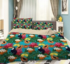 3D Bird Fruit Floral Pattern Quilt Cover Set Duvet Cover Bedding Pillowcases