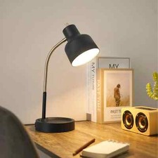 Matte Black,LED Desk Lamp with Catch-All Base  AC Outlet