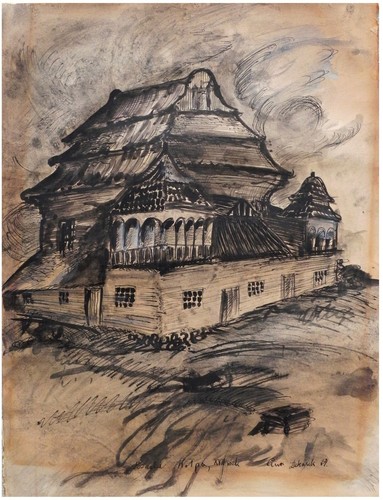 Unbekanntes Polnisch: Die Holzsynagoge von Wolpa Wołpa Polen 1917 / Modern
