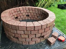 rounded fire pit kit brick Fireplace concrete stones log burner wood heater bbq