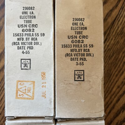 Lot Of 5: Closely Matched RCA Electron Tubes U.S.N. CRC-6082 NIB/NOS 1955 T23