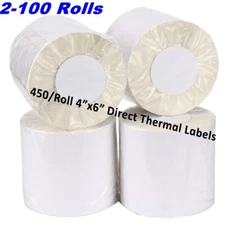 2-100 Rolls 4x6 Direct Thermal Shipping Label Zebra ZP450 Eltron 2844 450 / Roll