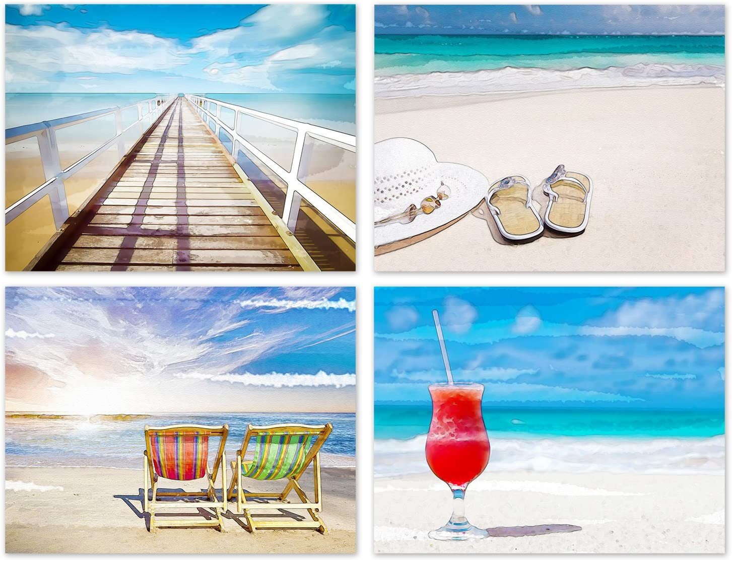 Day at the Beach Greeting CardsBlank Inside 5.5"x4.25" 12 or 24 Packs