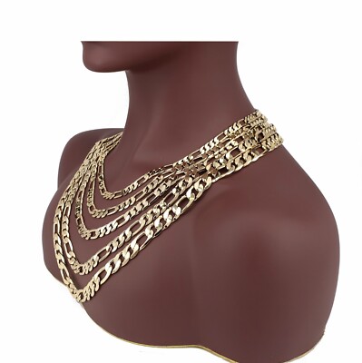 14k Italian Figaro Link Chain Necklace 7mm 8mm 9mm 10mm 12mm Gold