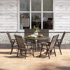 Garden 1-7 Piece Bistro Furniture Table Folding Chairs Coffee with Umbrella Hole