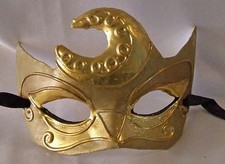 Venetian Eye Mask Mardi Gras GOLD SWIRL Masquerade Costume Prom Part Mystery
