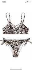 womens medium leopard print strappy bikini