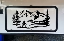 Bigfoot Mountain Scene Vinyl Decal V5  Camper RV Trailer Sasquatch  Sticker