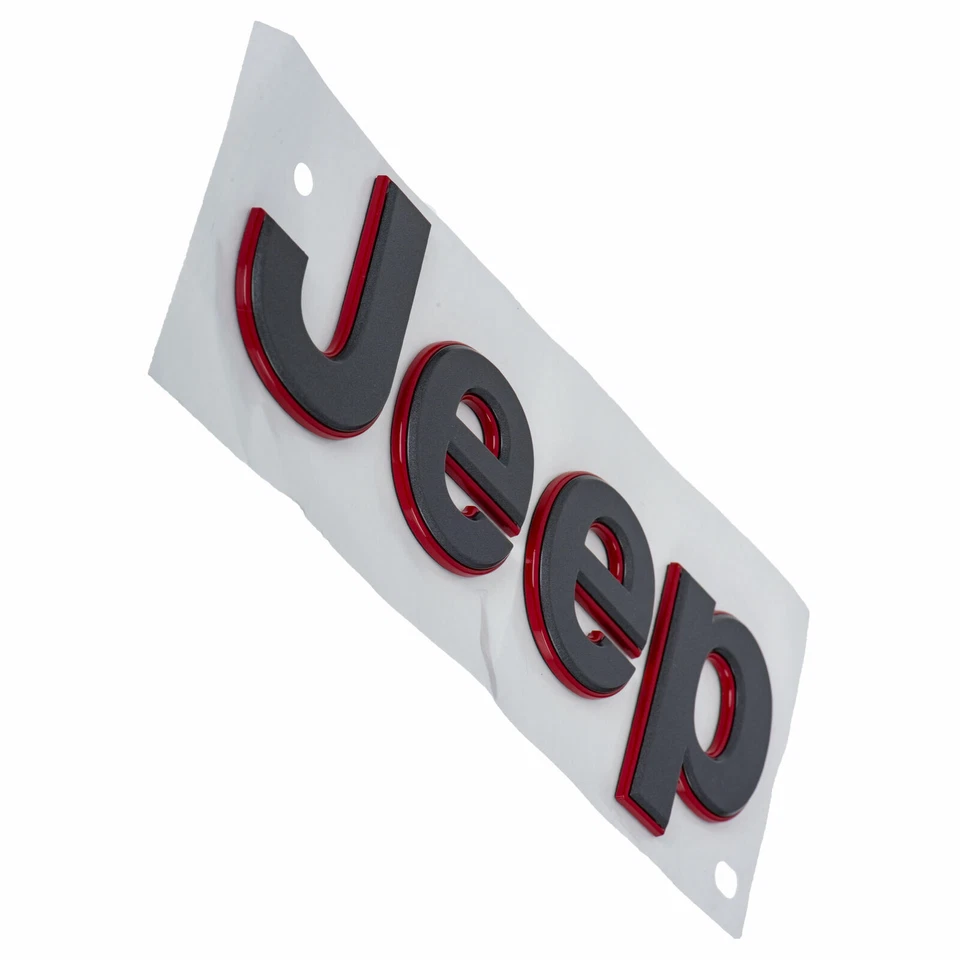 18-20 JEEP WRANGLER JL GRAY W/RED OUTLINE FENDER NAMEPLATE BADGE EMBLEM MOPAR - Image 3 of 4