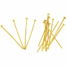 Head Pins 100pcs - 40mm x 0.7mm 20 Gauge - Gold Plated Jewellery Findings Loops