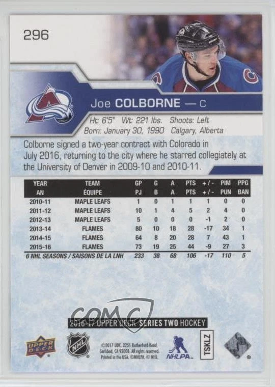 2016-17 Upper Deck High Gloss /10 Joe Colborne #296 - Image 2 of 2