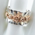 Vintage Or Paz Israel 925 Sterling Silver Wide Ruffled Rose Band Ring Size 8.25