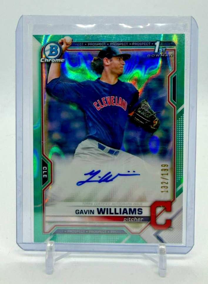 2021 Bowman Draft Chrome Gavin Williams 1st Bowman Aqua Lava Auto 132/199