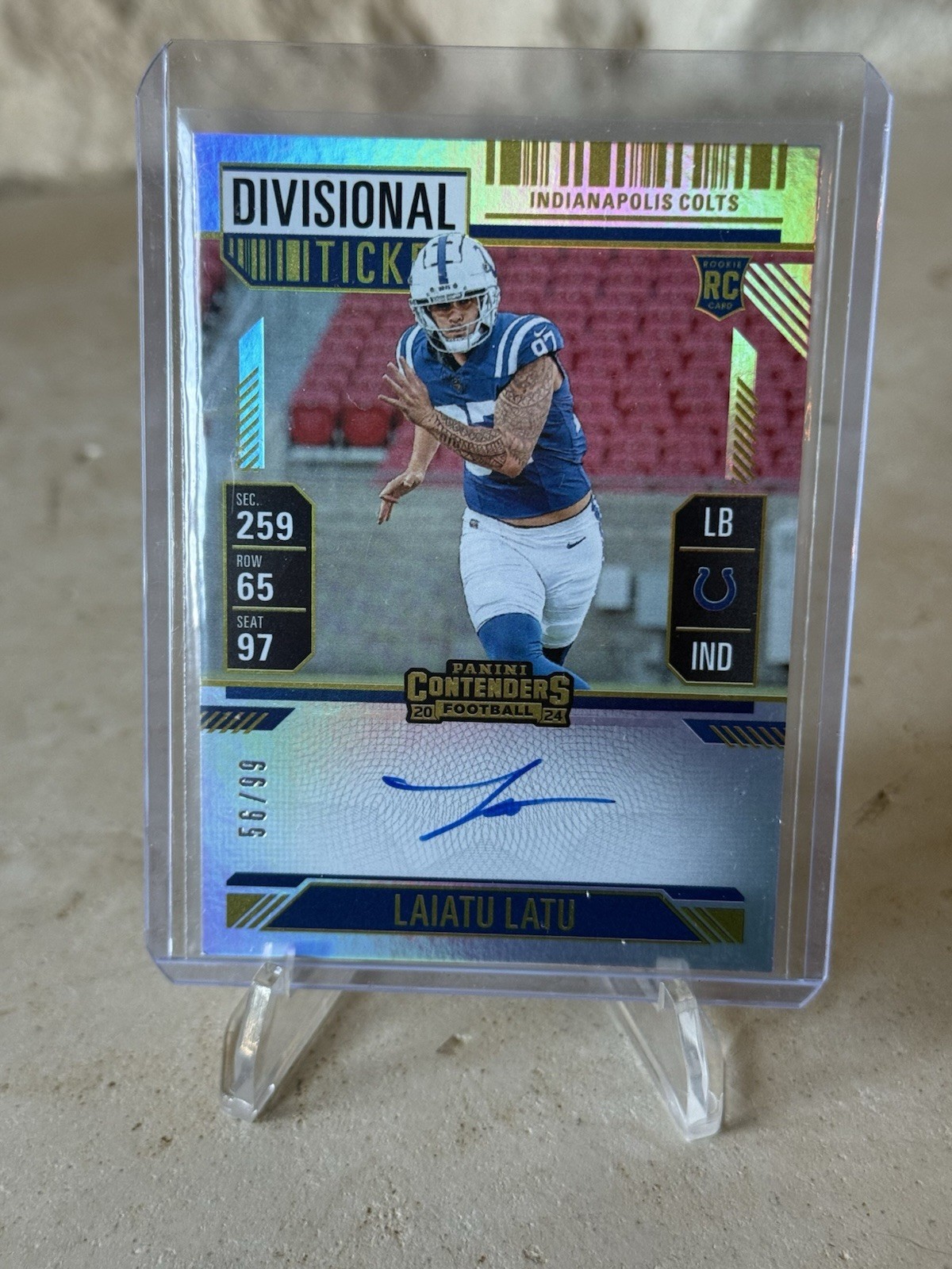 2024 Panini Contenders Laiatu Latu #129 Rookie Divisional Ticket Auto /99 Colts