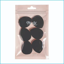 Miss Lil USA 6‑Piece Black Triangle Powder Puff Set Velour Makeup Sponges NEW