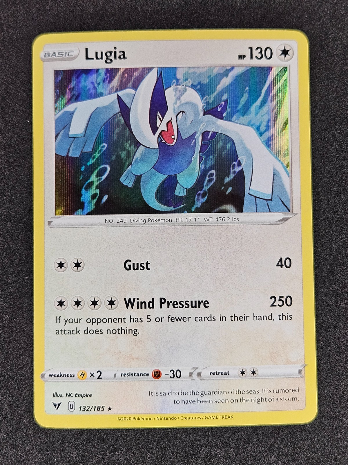 Lugia Holo 132/185 2020 Sword & Shield Vivid Voltage Pokemon Card NM