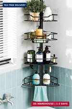 Corner Shower Caddy Tension Pole, 4 Tier Rustproof Shower Tension Rod Organizer,