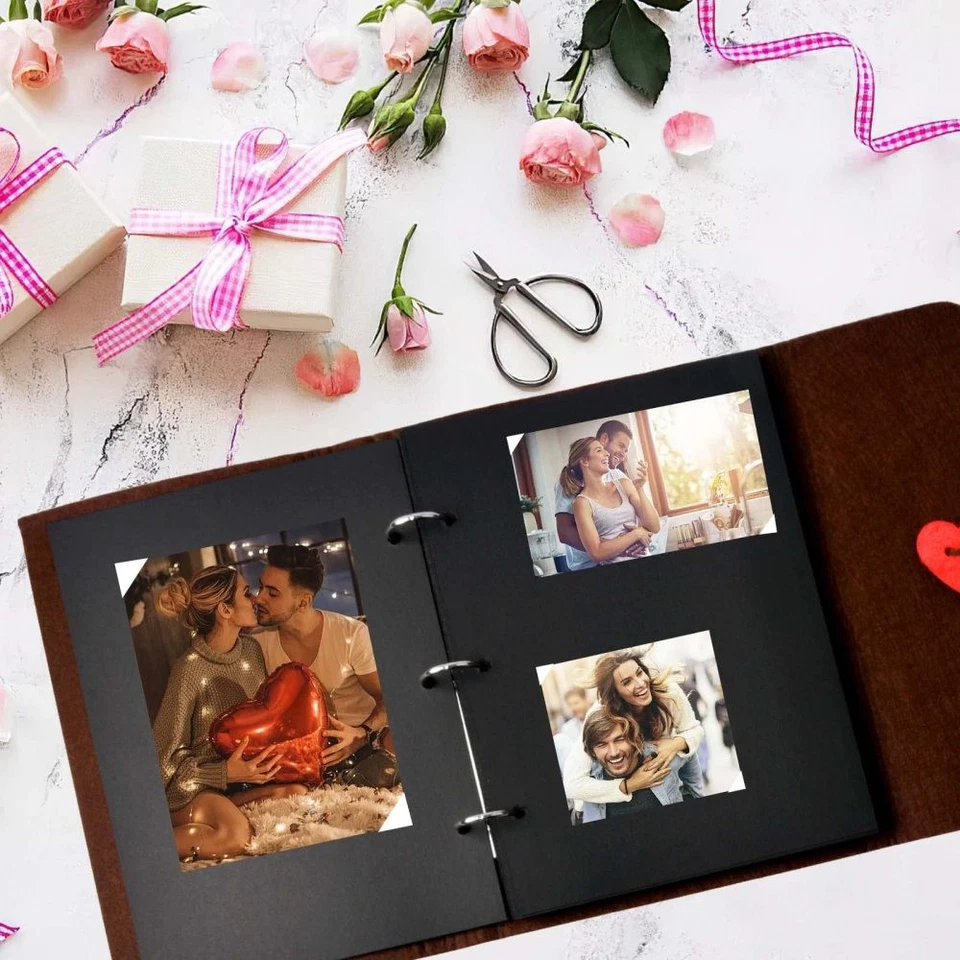 DIY Retro Leder Fotoalbum zum Selbstgestalten Album Scrapbook Fotobuch Geschenk - Bild 2 von 4