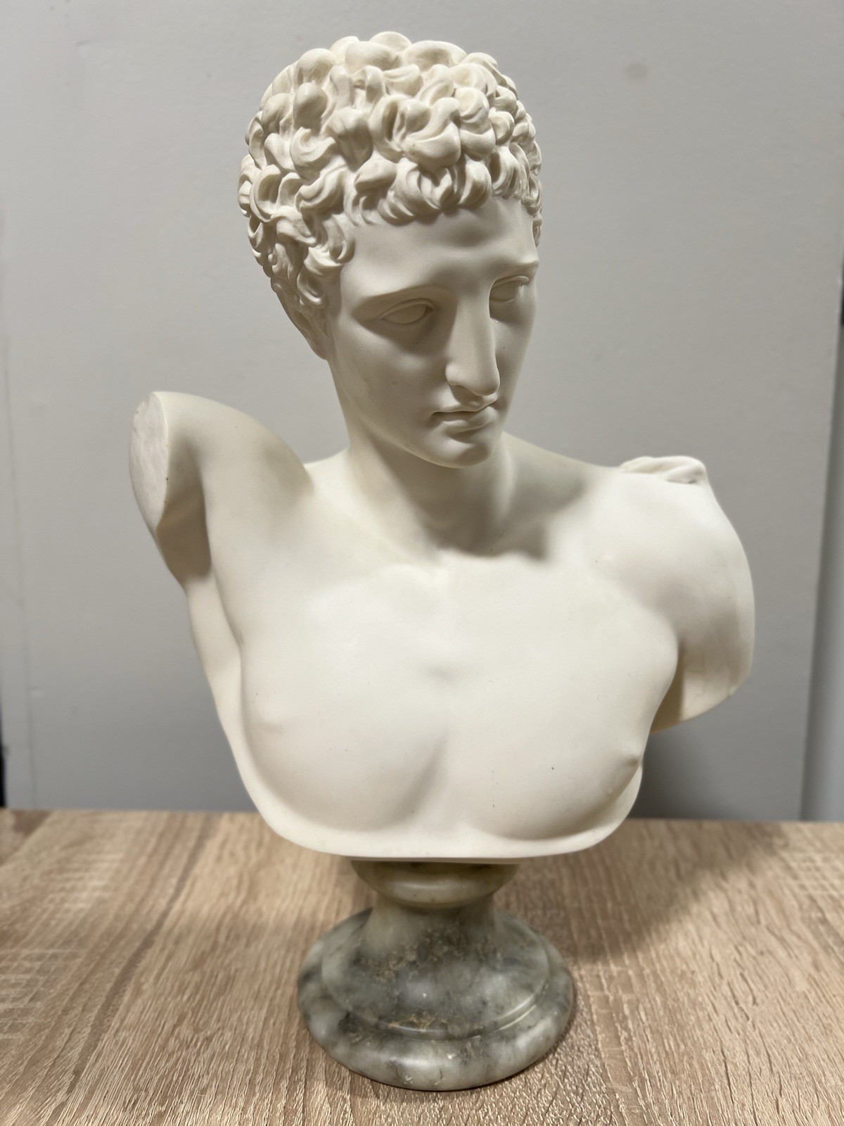 Hermes Alabaster Sculpture on Marble Base by A Gianelli Italy 1965