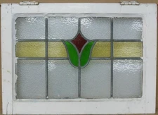 ABSTRACT OLD ENGLISH LEADED STAINED GLASS WINDOW 21.5" X 15.5"