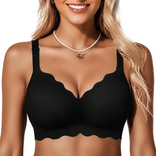 Jelly Bras for Women No Underwire Scalloped Push up Wireless Bralettes Seamless