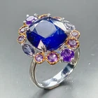 Gemstone 7 ct+ Blue Sapphire Ring 925 Sterling Silver Size 7.5 /R470778