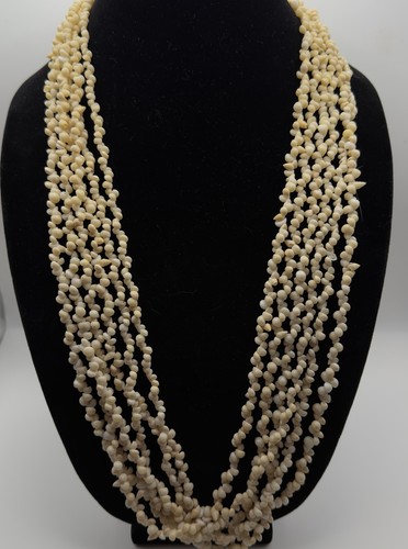 Vintage Hawaiian Niihau 6 Strand 30" Momi Laiki Shells Lei Necklace