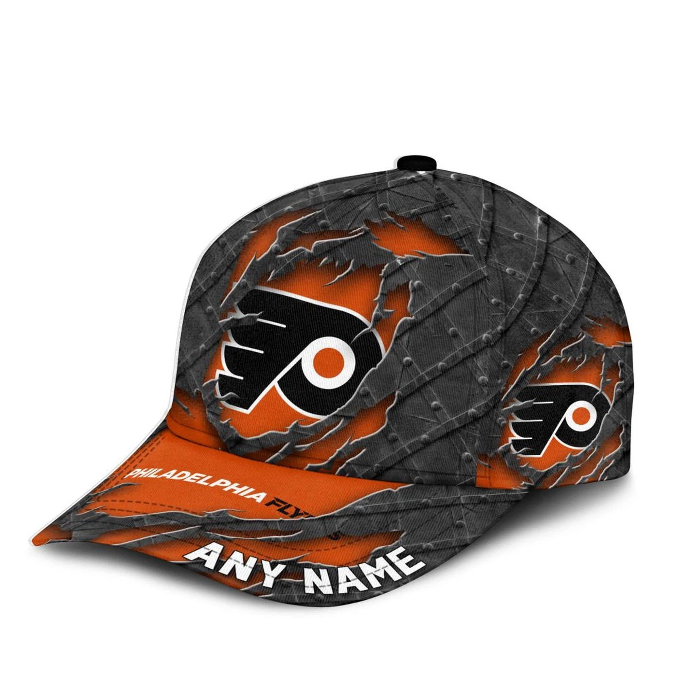 Philadelphia Flyers Personalized Name Black Metal Design Classic Cap