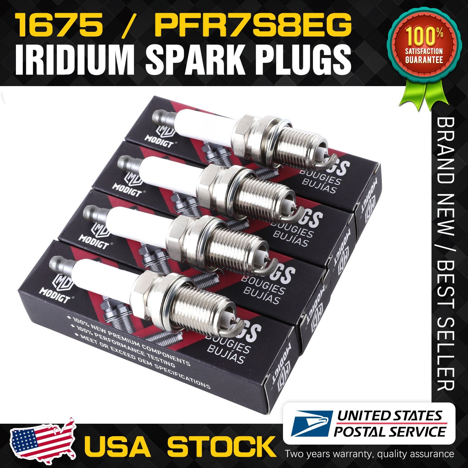 SET OF 4 For NGK 1675 Double Platinum Spark Plugs PFR7S8EG For Volkswagen Audi