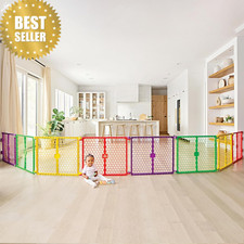 260" Extra Wide Baby Gate Play Yard 2-in-1 Adjustable Fence for 6 24 Months