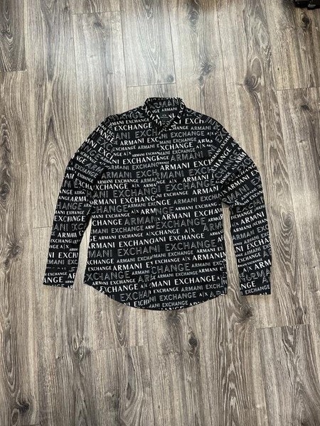 Men Armani Exchange Shirt Black Cotton 38 / M / 46
