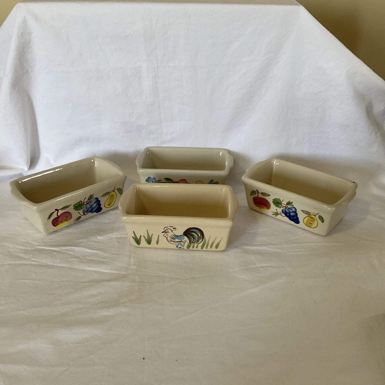 Set Of 4 Mini Stoneware Loaf Pans By WCL Rooster Flowers Fruit
Opens in a new window or tab