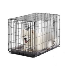 36" Double-Door Folding Metal Wire Dog Crate with Divider and Tray Large Crates