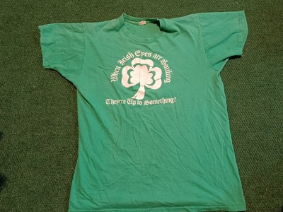 Vintage 80s Screen Stars t shirt M Irish Eyes Are Smiling single stitch green 
