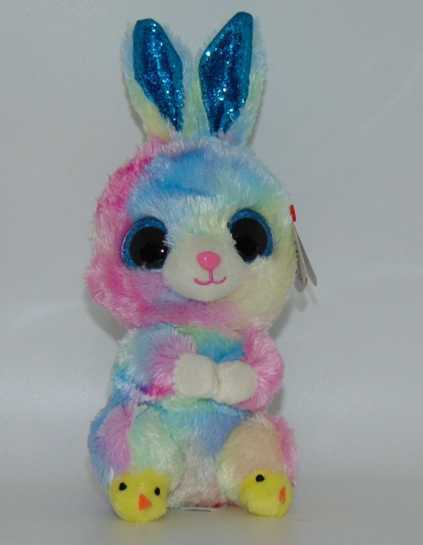 NEW! 2026 TY Beanie Babies TWITCHES Easter Bunny Rabbit  6" Tie Dyed