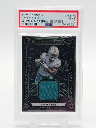 TYREEK HILL 2022 OBSIDIAN ATOMIC MATERIAL EE GREEN PATCH /50 #AM-THI PSA 9 Q4689