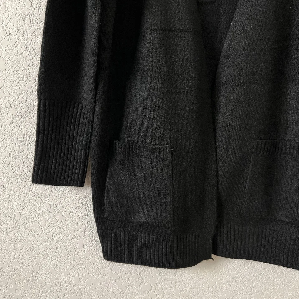 Nuevo con etiquetas Cárdigan Cielo Tejido Frente Abierto Talla Extra Grande Negro Manga Larga Suéter Foto 2 de 4