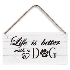 Dog Plaque Sign Wall Decor for Home Decorative Hanging Sign 12x6 inches