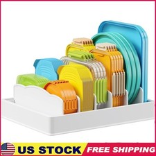 Kitchen Lid Organizer W/ Adjustable Compartments Bowls Plates & Spice Storage US