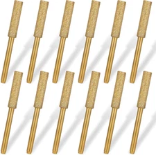 12 Pcs 3/16 Diamond Chainsaw Sharpener Bits Titanium Plated Grinding Burr Set