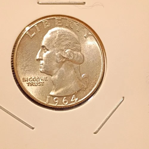 1964 Washington Quarter 90% Silver About Uncirculated US Coin
