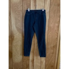 HUE Womens Denim Leggings Dark Wash Pull On Jeggings Stretch Blue Size M