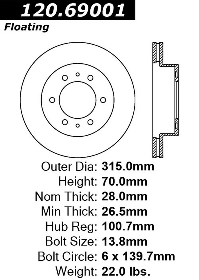 Тормозной ротор премиум-класса Centric Parts 120.69001 для Hummer H3 H3T 06–10 годов выпуска - Изображение 3 из 4